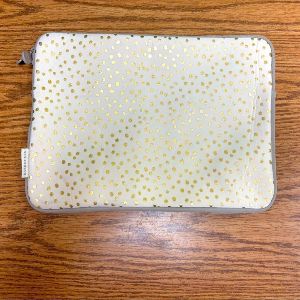 Gold Polka Dot Laptop/Tablet Sleeve by Dabney Lee